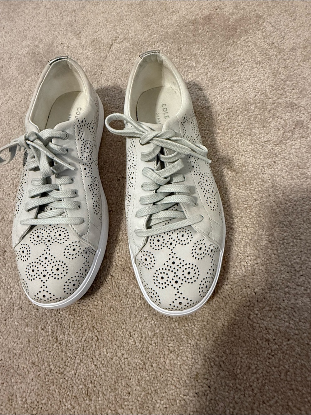 Cole Haan Perforated Lace-Up Sneakers in Light Gray